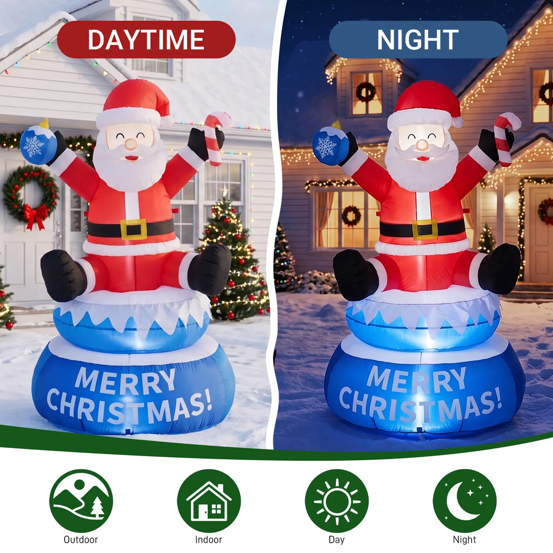 Inflatable Santa on rotating Merry Christmas base