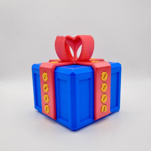 Snugleigh 3D-printed prank gift box sealed with screws