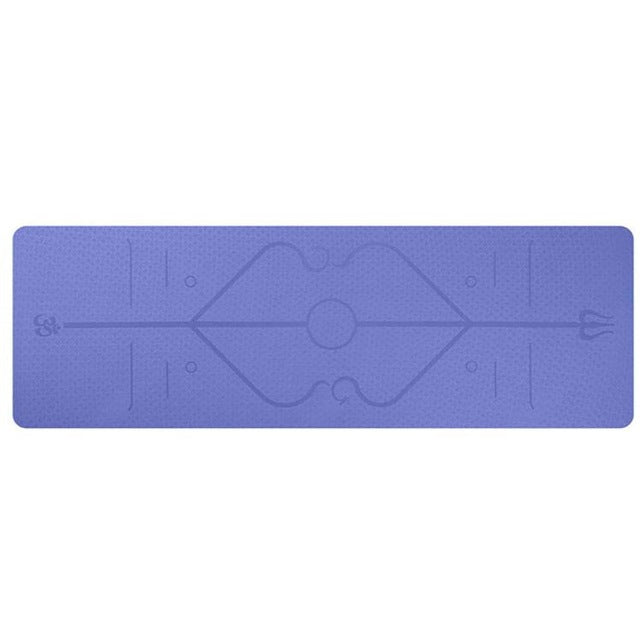 Non-slip yoga mat with alignment lines