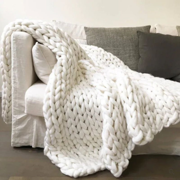Snugleigh™ Hand-Knitted Wool Blanket with Breathable Open Weave