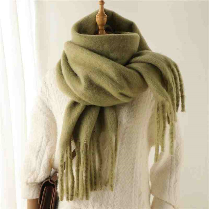 Mustard thick fluffy winter scarf