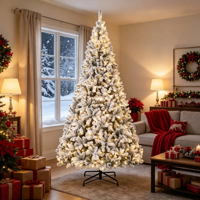 Snugleigh Giant Flocked Fraser Fir Christmas Tree with 600 Lights