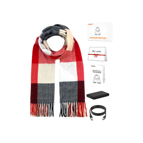 Snugleigh Red Tartan Heated Scarf with USB Heating Pad
