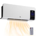 white wall-mounted ceramic fan heater with remote