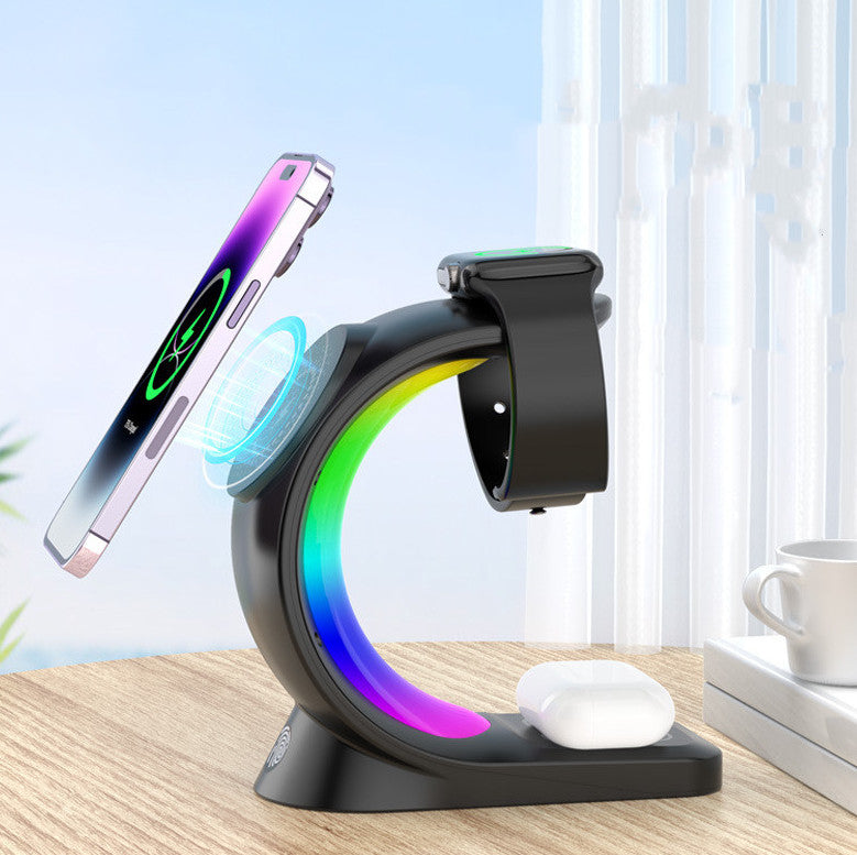 Wireless charging station with RGB light