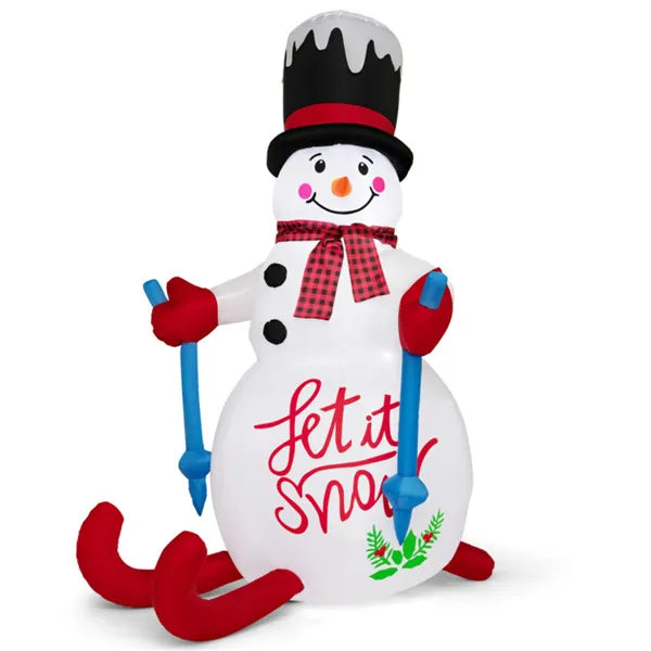 Inflatable snowman on skis with top hat