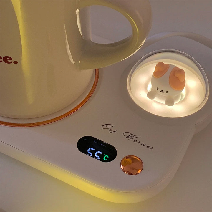 Cup warmer with glowing pet night light dome