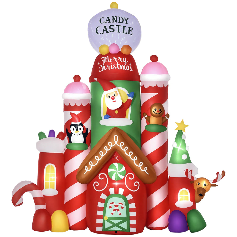 Inflatable candy castle with Santa and friends