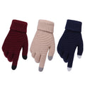 Navy textured knit touchscreen gloves