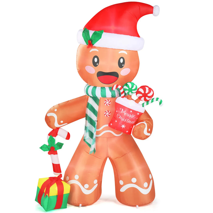 Snugleigh Giant 8ft Inflatable Gingerbread Man with Candy Cane