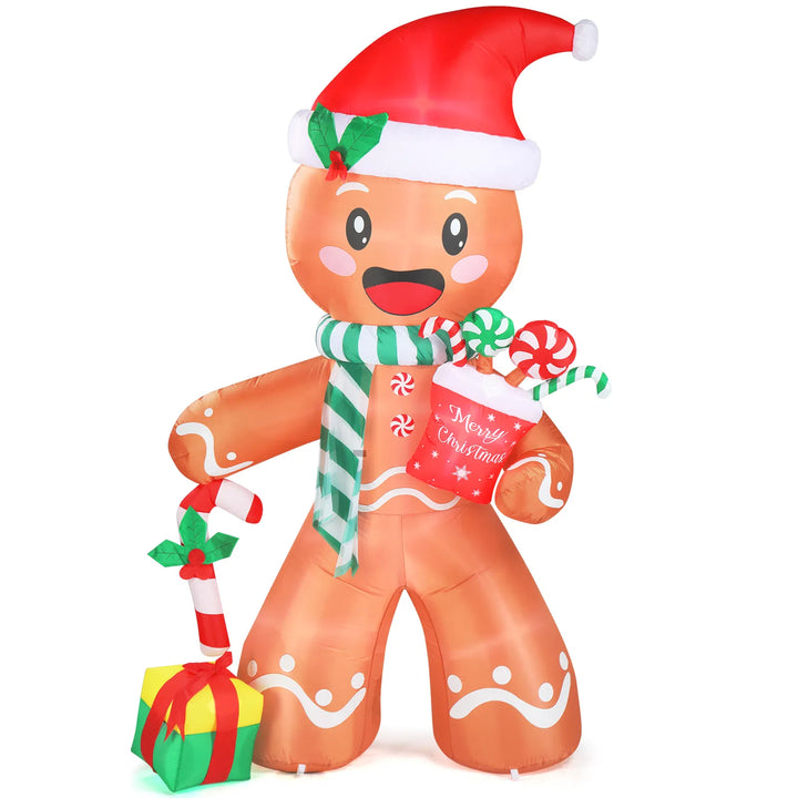 Giant inflatable gingerbread man with candy cane