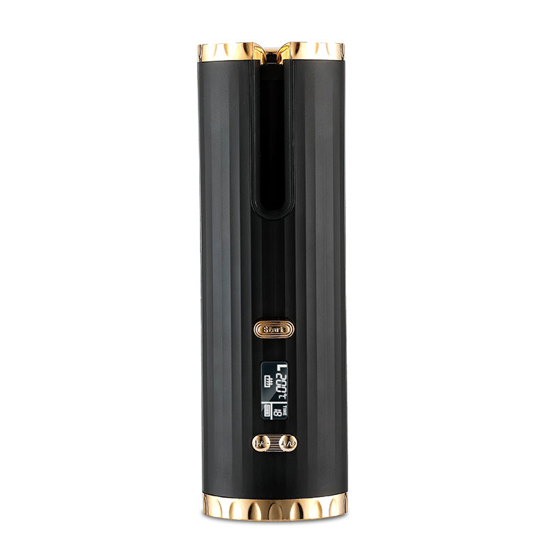 Cordless automatic hair curler with LCD