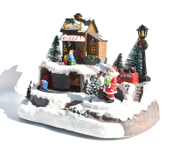 Animated Christmas Village With LED Lights And Music
