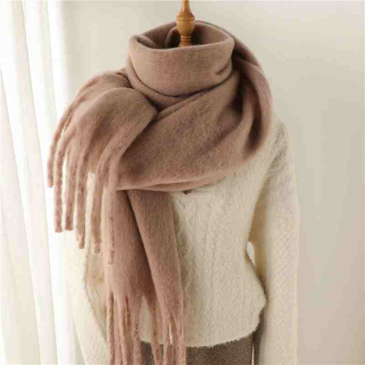 Mustard thick fluffy winter scarf