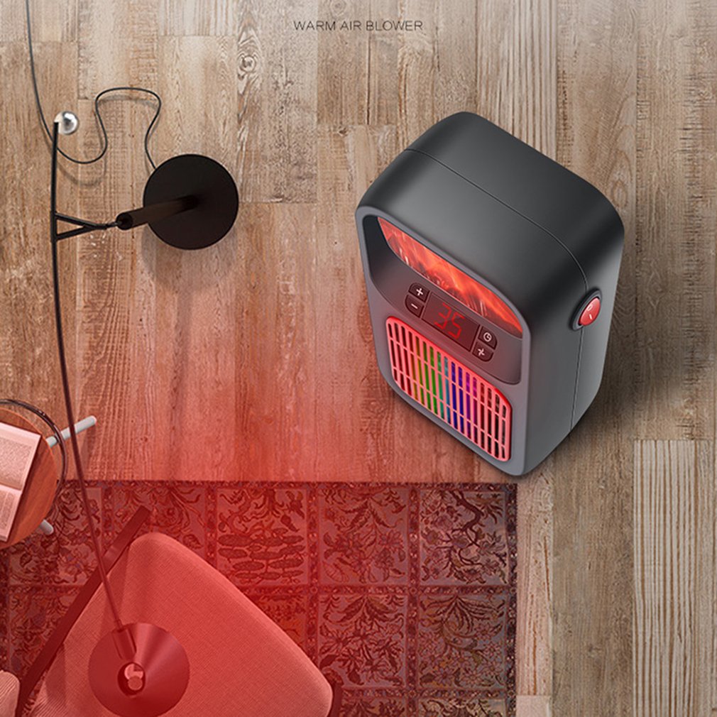 Mini plug-in heater with flame light
