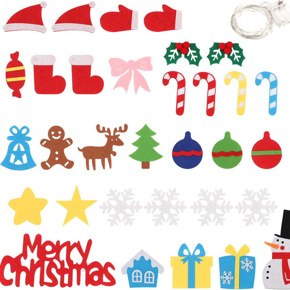 Green felt Christmas tree with stick-on ornaments