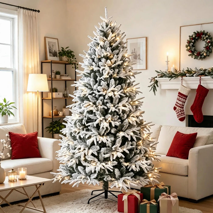 Snugleigh Snow-Flocked Christmas Tree with 2679 Tips and 350 LEDs
