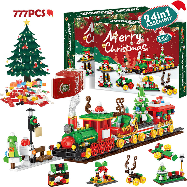 Advent calendar box with brick Christmas train