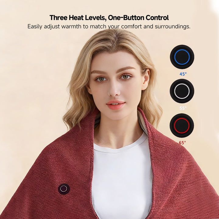 Graphene Heated Shawl - USB Powered, 15-Second Heat, Office &amp; Home