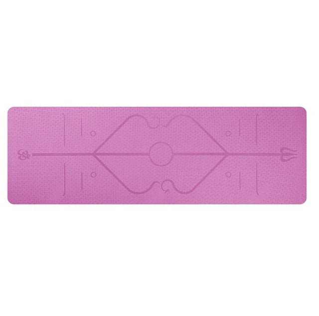 Non-slip yoga mat with alignment lines