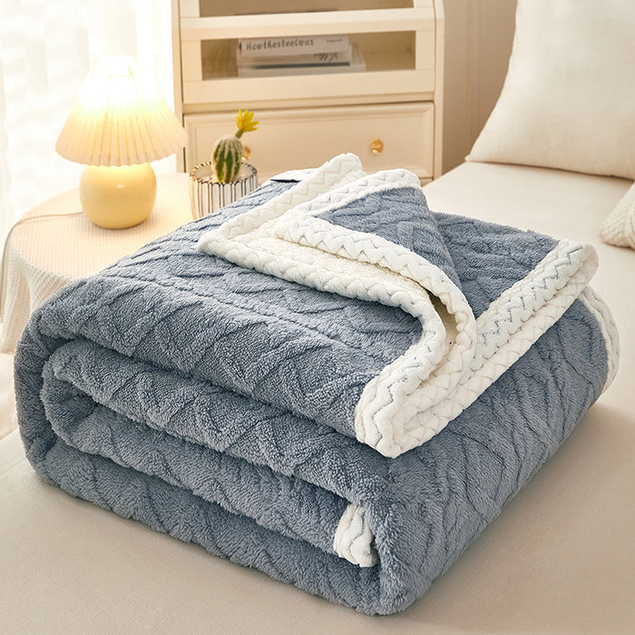 Snugleigh Double-Layer Coral Fleece Blanket with Sherpa Reverse