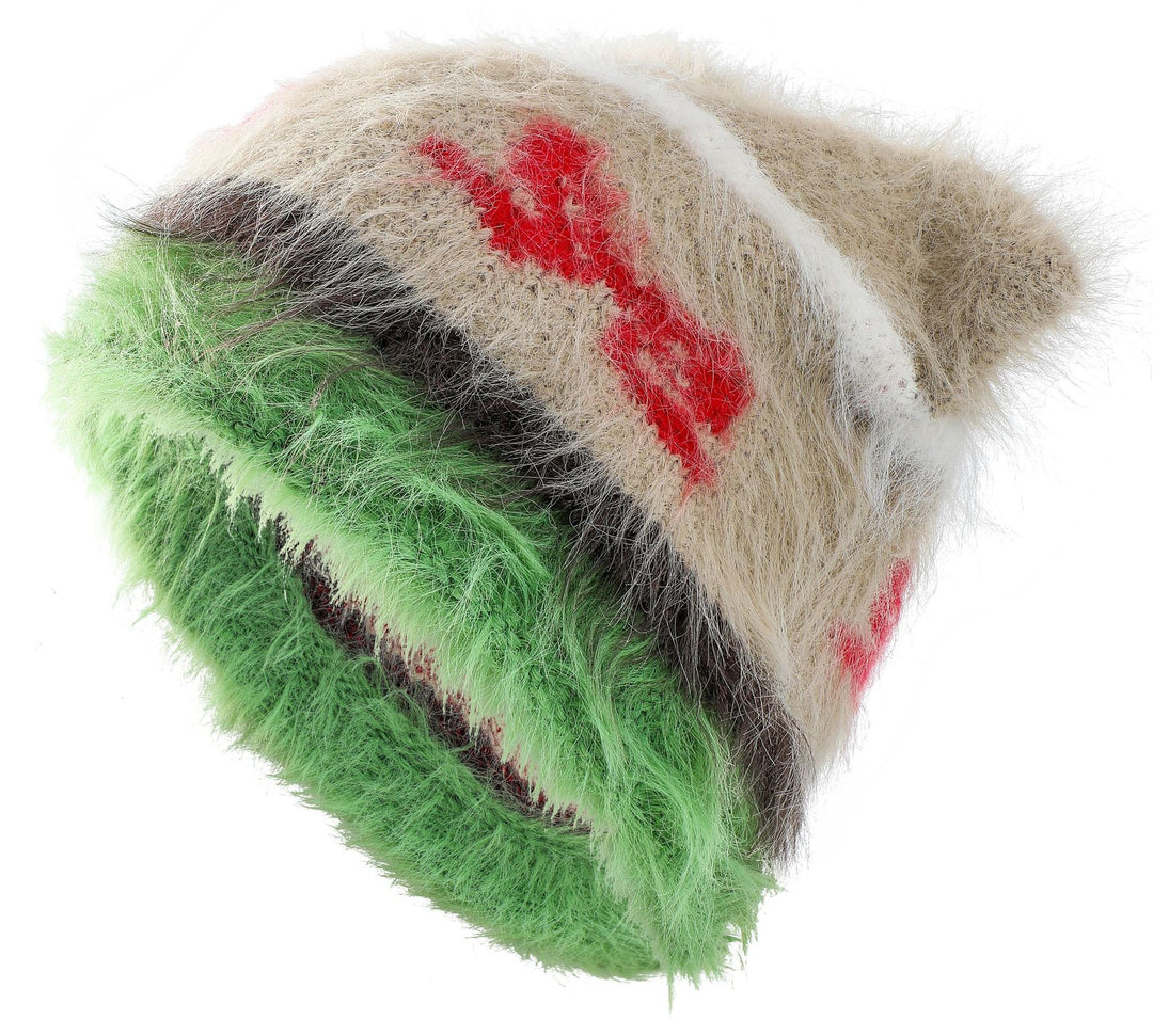 Shaggy white and blue cat ear beanie