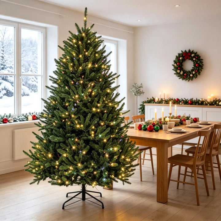 Full green pre-lit tree with foot pedal