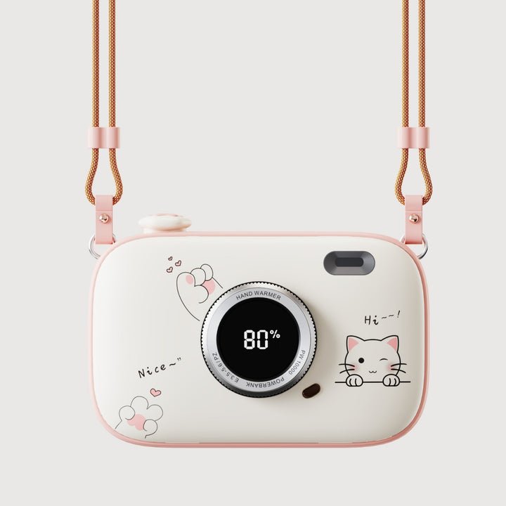 Pink camera shaped hand warmer power bank