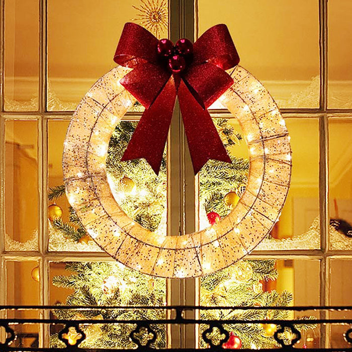 Snugleigh 50 cm light-up Christmas wreath with 140 LEDs and big bow
