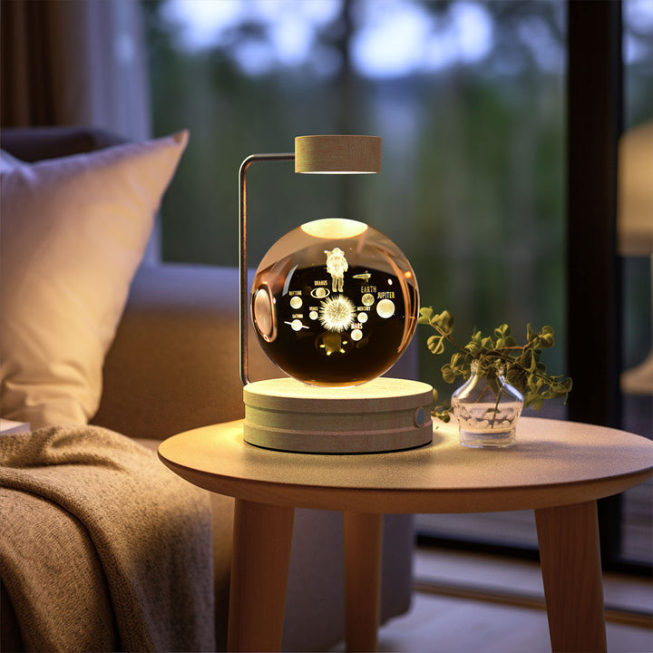 Crystal ball lamp with engraved 3D design