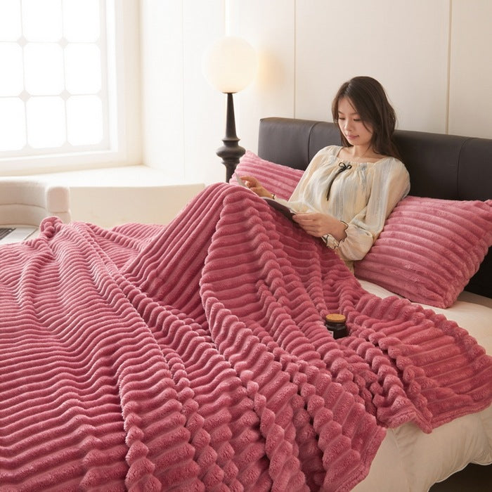 Snugleigh Ribbed Faux Rabbit Fur Blanket, Anti-Static