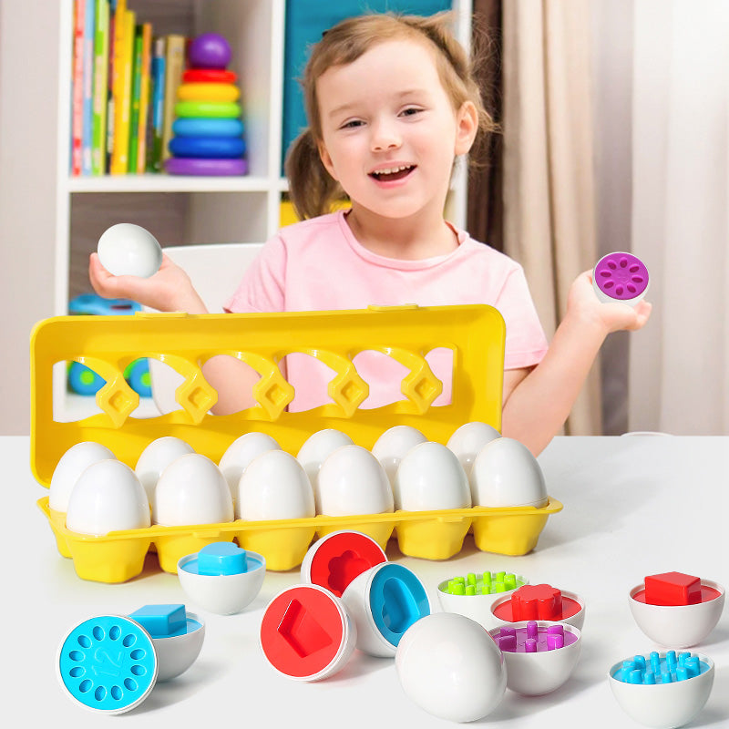 Twelve colourful matching eggs in carton