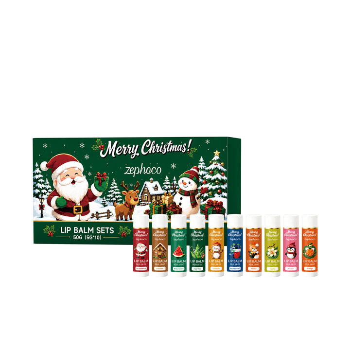 Christmas gift box with ten fruity lip balms