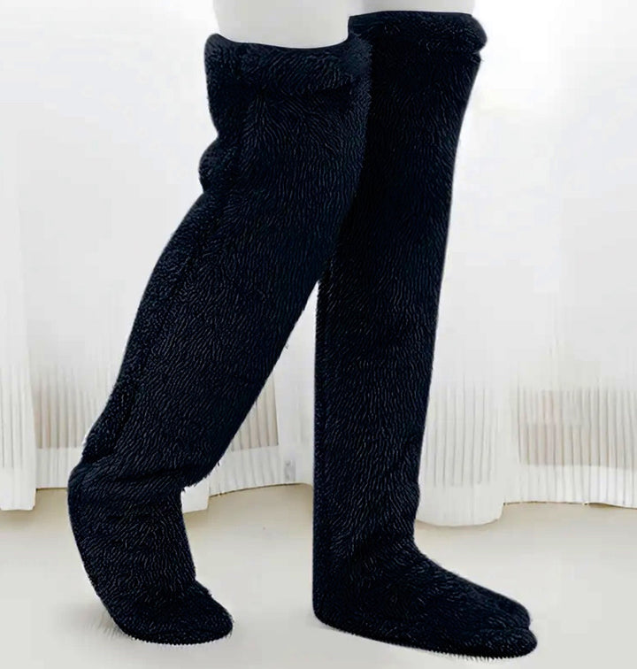 Fluffy plush over the knee socks in pink
