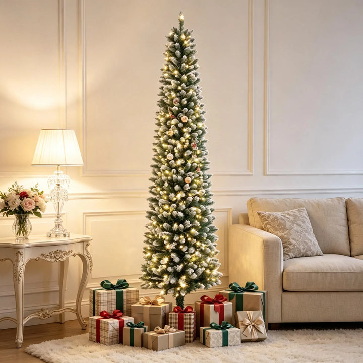 Slim frosted pencil tree with remote