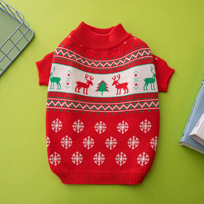 Snugleigh Knitted Christmas dog jumper with festive pattern