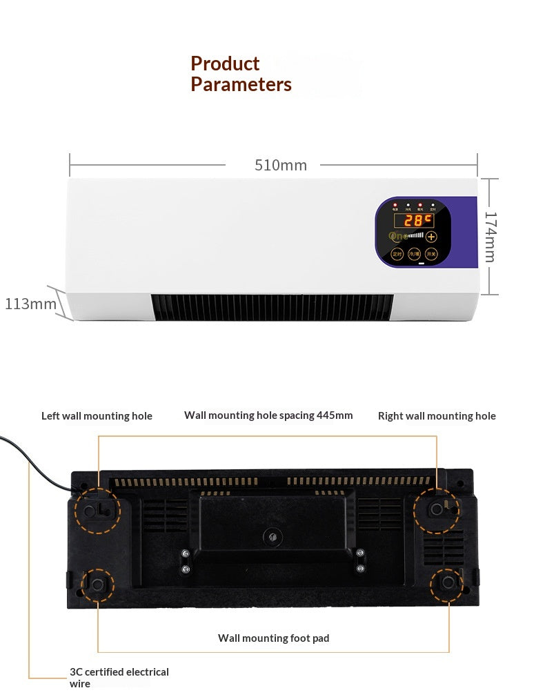 Slim graphene wall heater with touch display