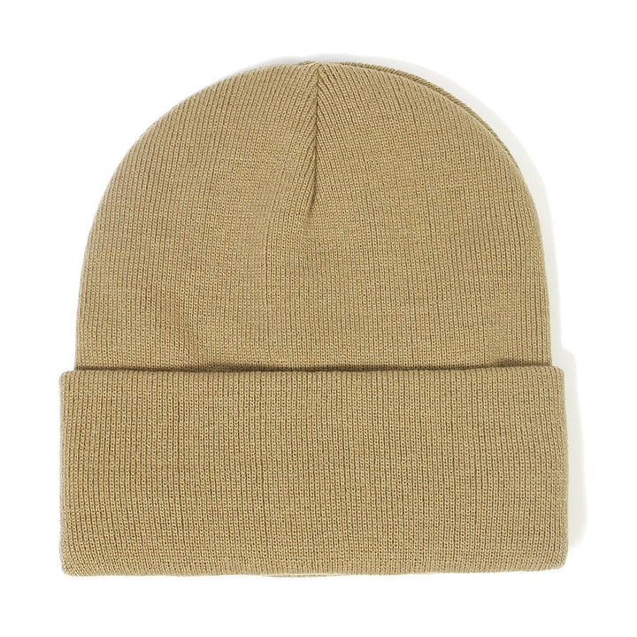 Black double layer cuffed beanie with satin lining