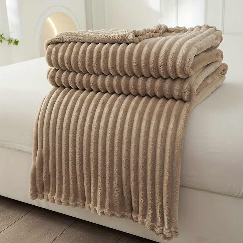 Soft Plush Blanket with Rib Pattern