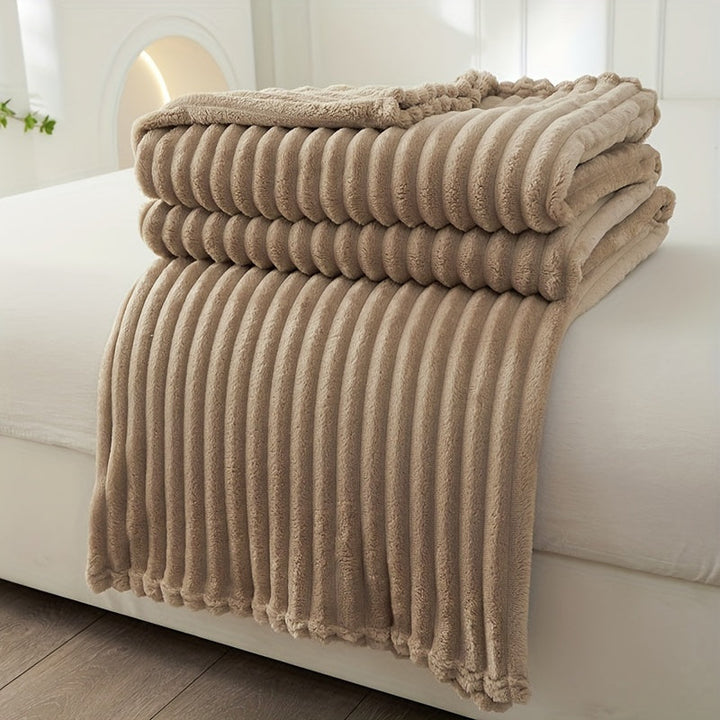 Soft Plush Blanket with Rib Pattern