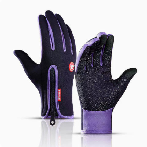 Fleece-lined touchscreen winter gloves with zip cuff