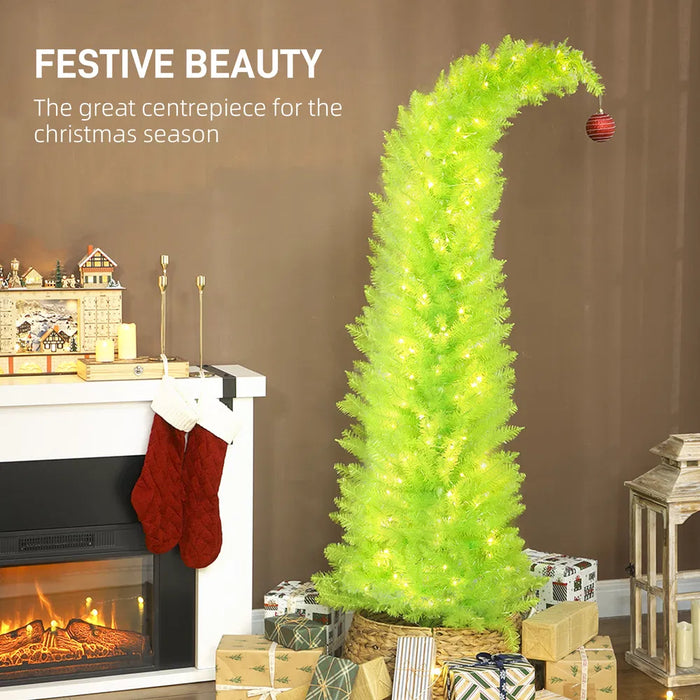 Snugleigh Whimsical Lime Green Christmas Tree with Bent Top