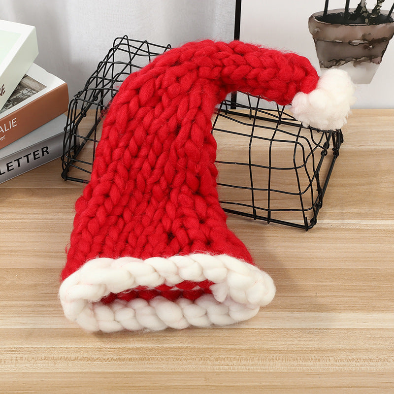 Chunky knit Christmas hat with pompom