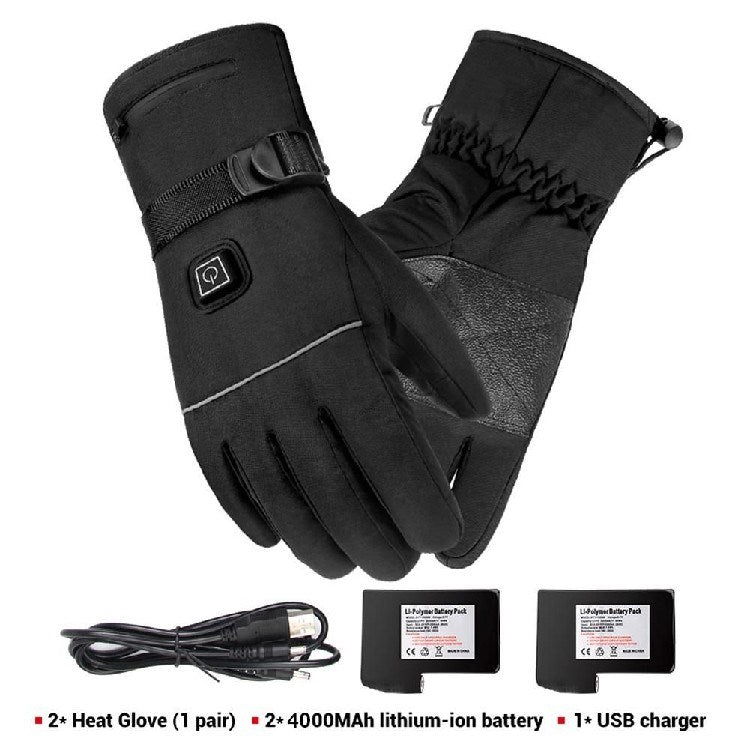 Pair of black heated touchscreen gloves