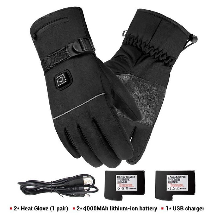 Pair of black heated touchscreen gloves