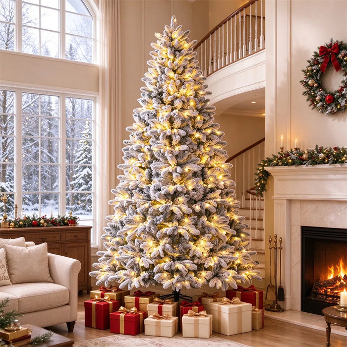 Snugleigh Flocked Half Christmas Tree with 240 LEDs, 7ft
