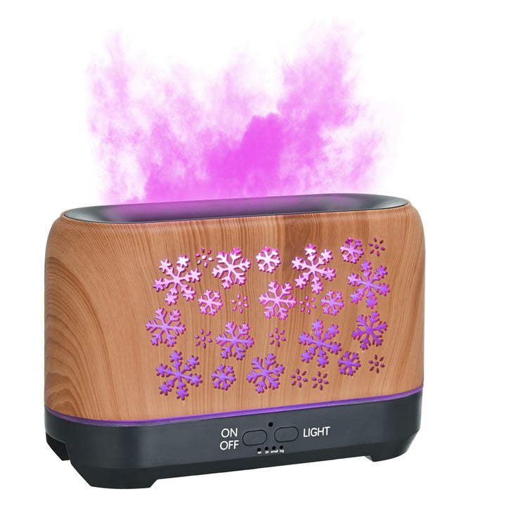 Snowflake flame diffuser with orange mist