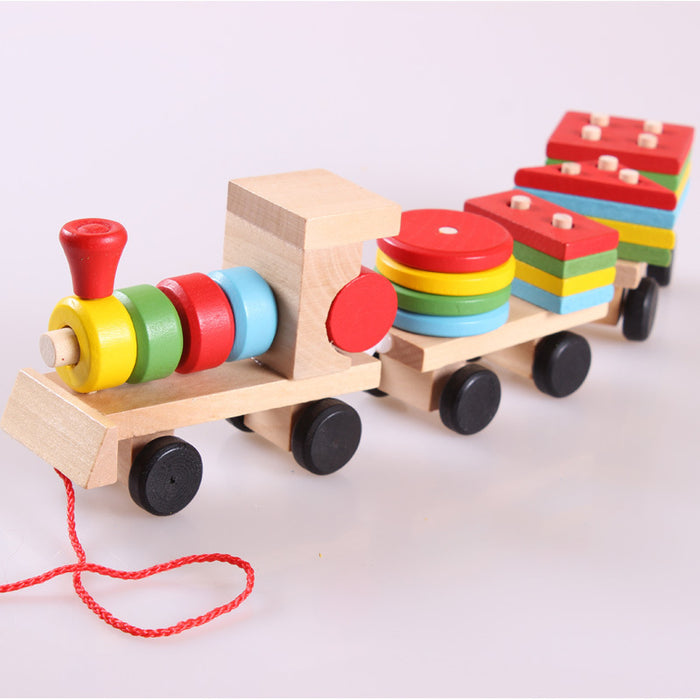 Snugleigh Wooden pull-along train with 16 shape blocks