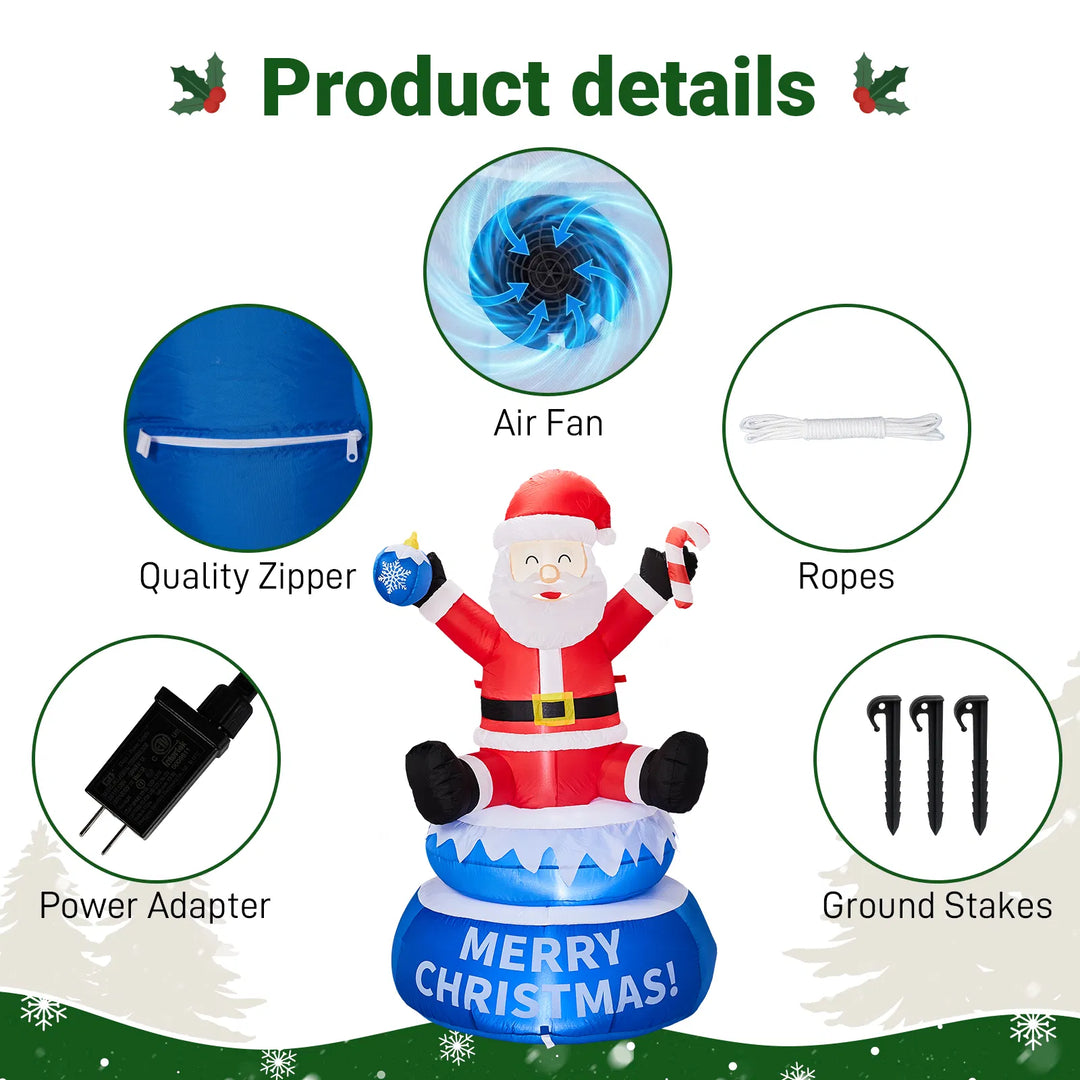 Inflatable Santa on rotating Merry Christmas base