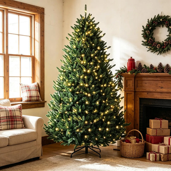 Full pre-lit tree with colourful LEDs